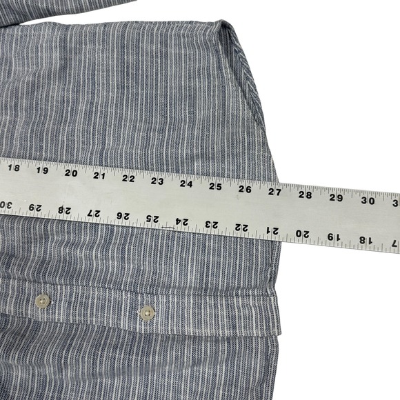 Marine Layer Stretch Selvage Long Sleeve Button Up Shirt Mens Medium Gray Stripe - Picture 5 of 14